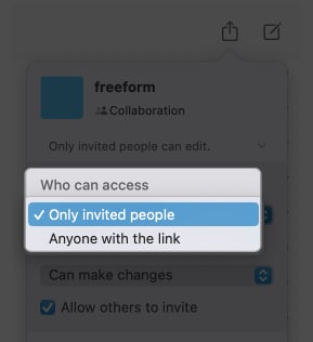 click who can acess, select anyone with link in freeform