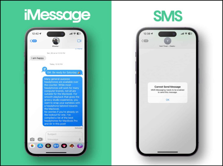 Difference between iMessage vs. SMS on iPhone