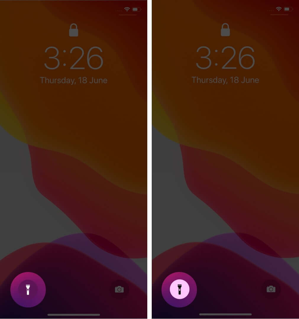 turn on flashlight from lockscreen on iphone