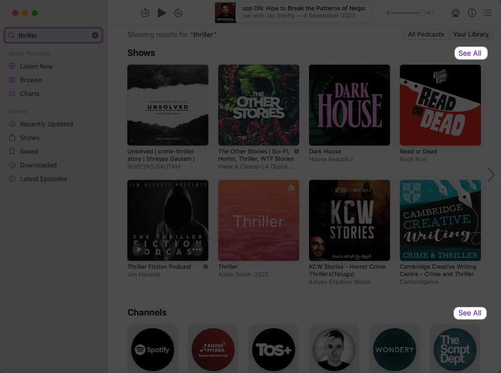 Click See All in Podcasts