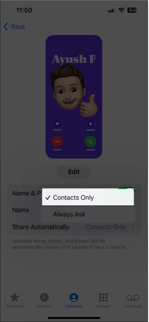 Make sure to Select Contacts Only on iPhone Phone app