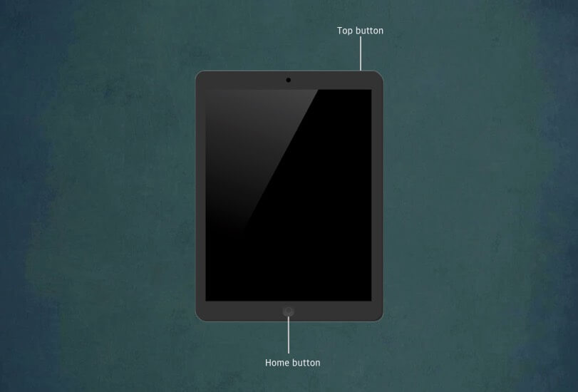 Press and Hold Home Button and Top Button on iPad