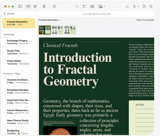 See full-width PDFs in the Notes app