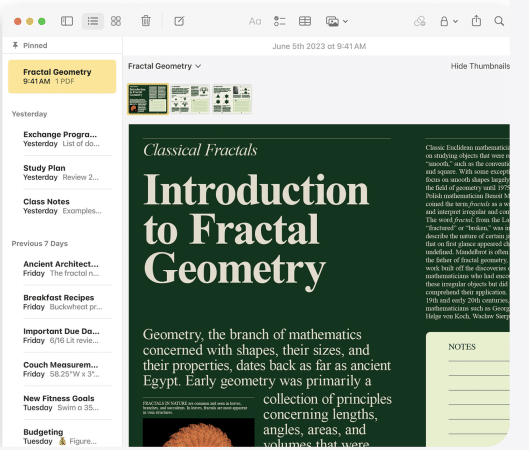 See full width PDFs in the Notes app
