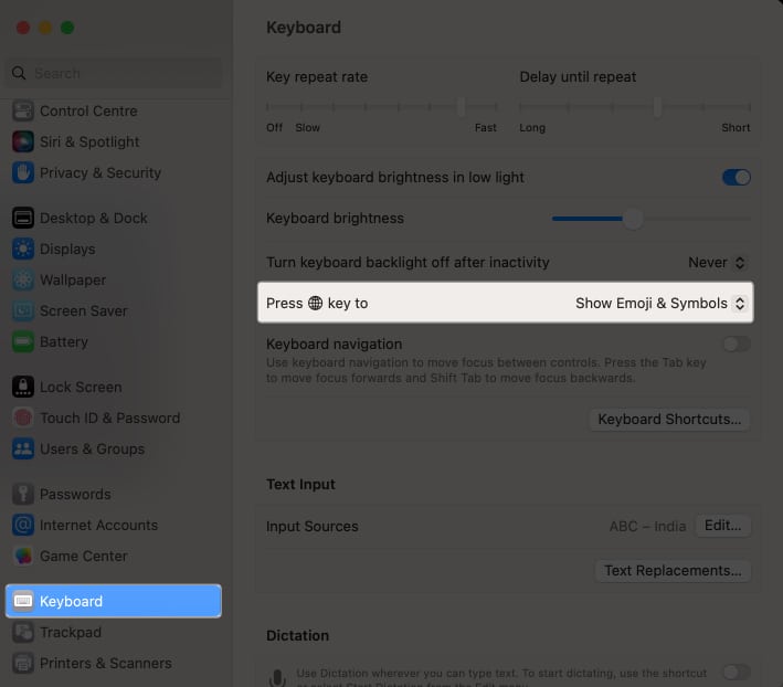 Select Keyboard and Press globe key