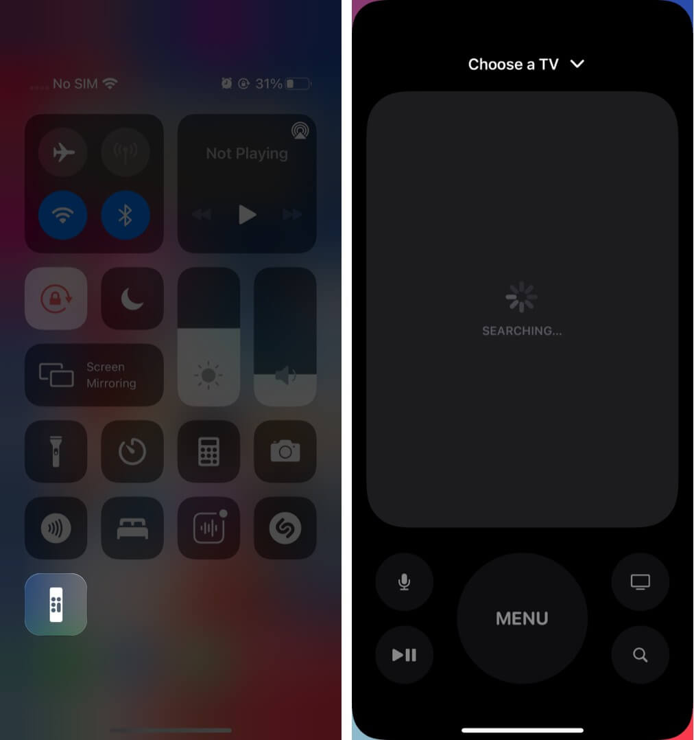 Set up Apple TV Remote in Control Center on iOS