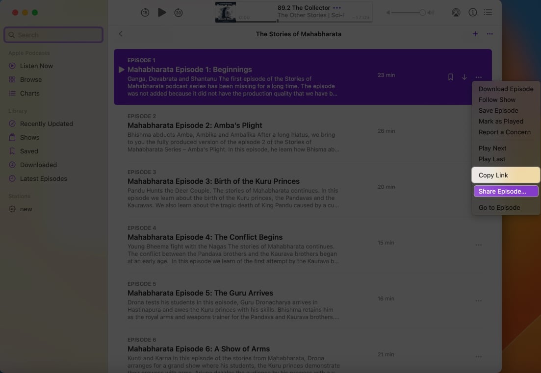 Share Episode Copy Link in Podcasts