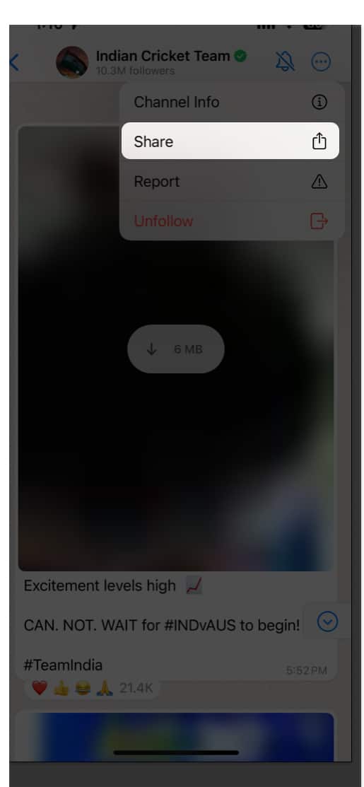 Kongsi Saluran WhatsApp pada iPhone