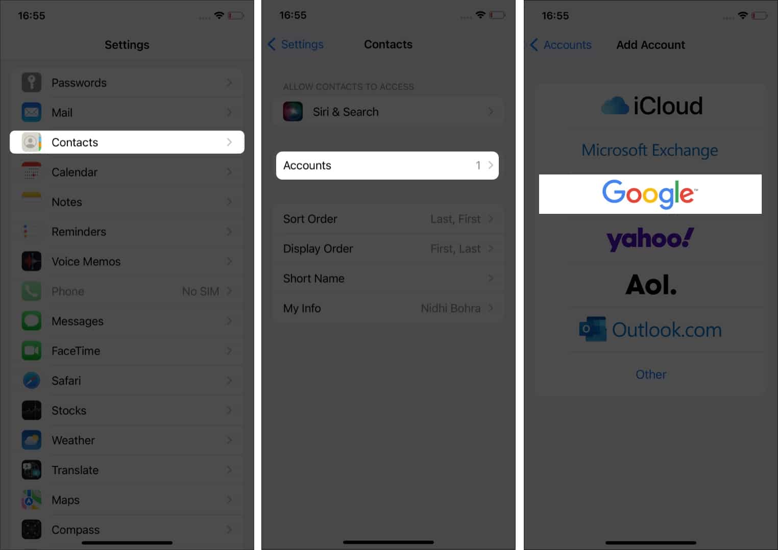 Syncing Gmail Contacts on an iPhone