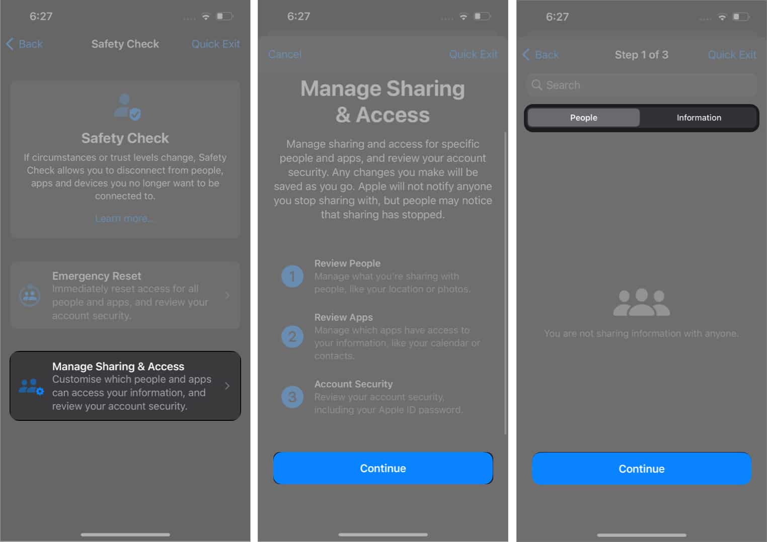 Tap Manage Sharing and Access on iPhone