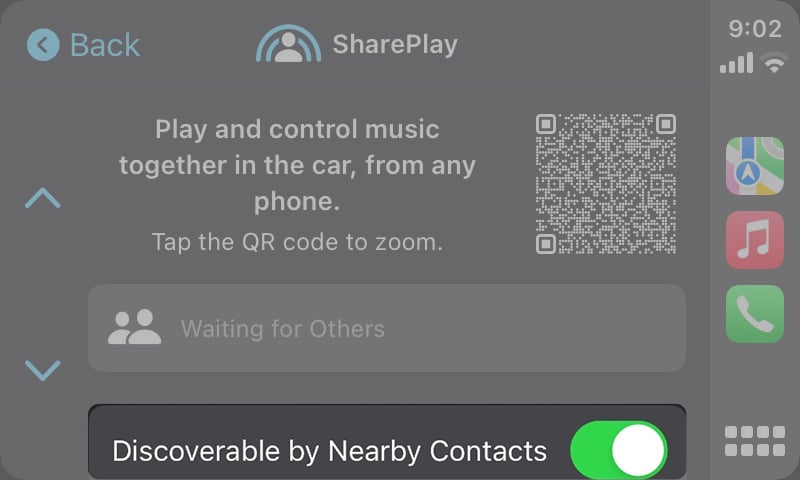 Toggle on Discoverable by Nearby Contacts