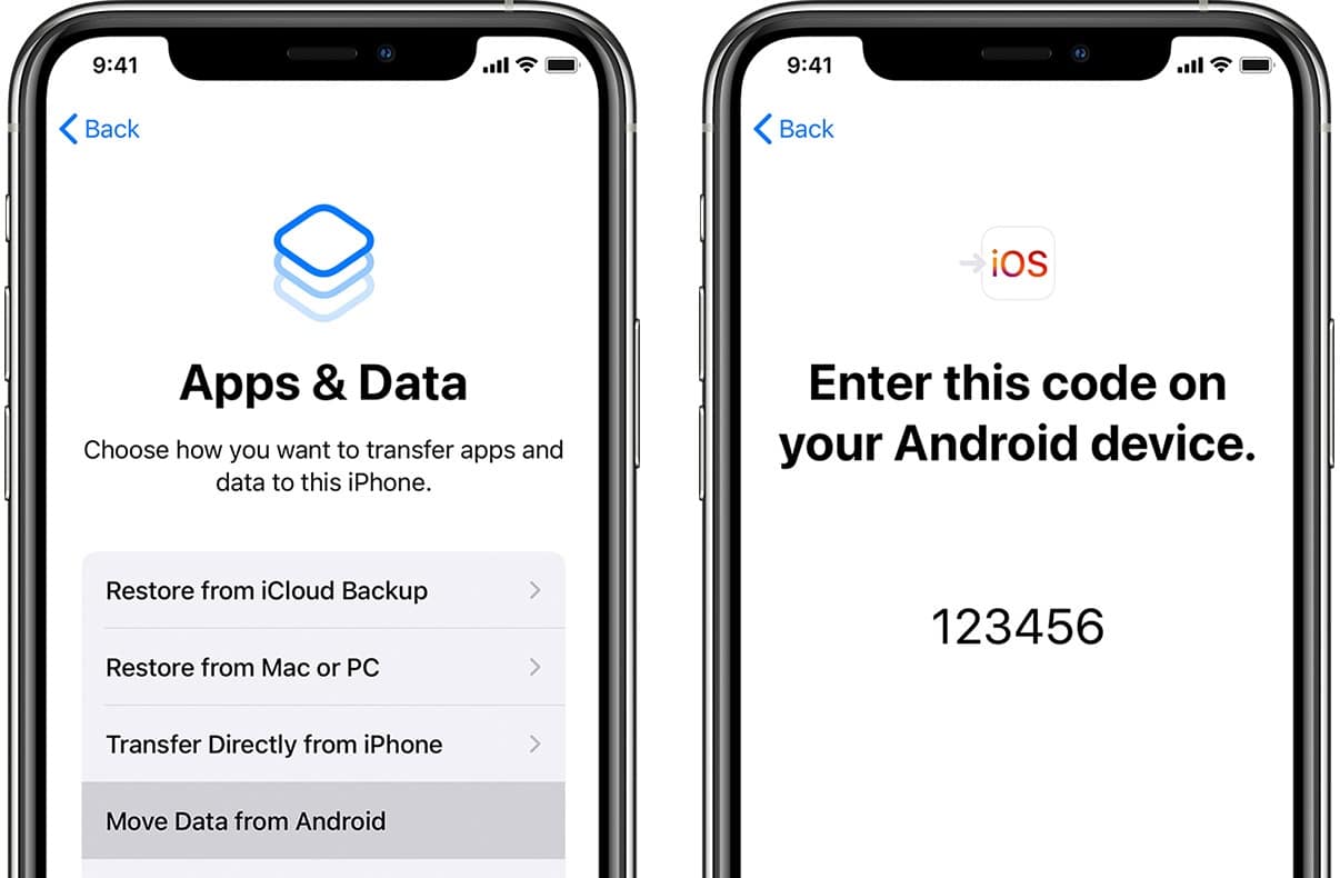 Move contacts from Android to iPhone using Move to iOS