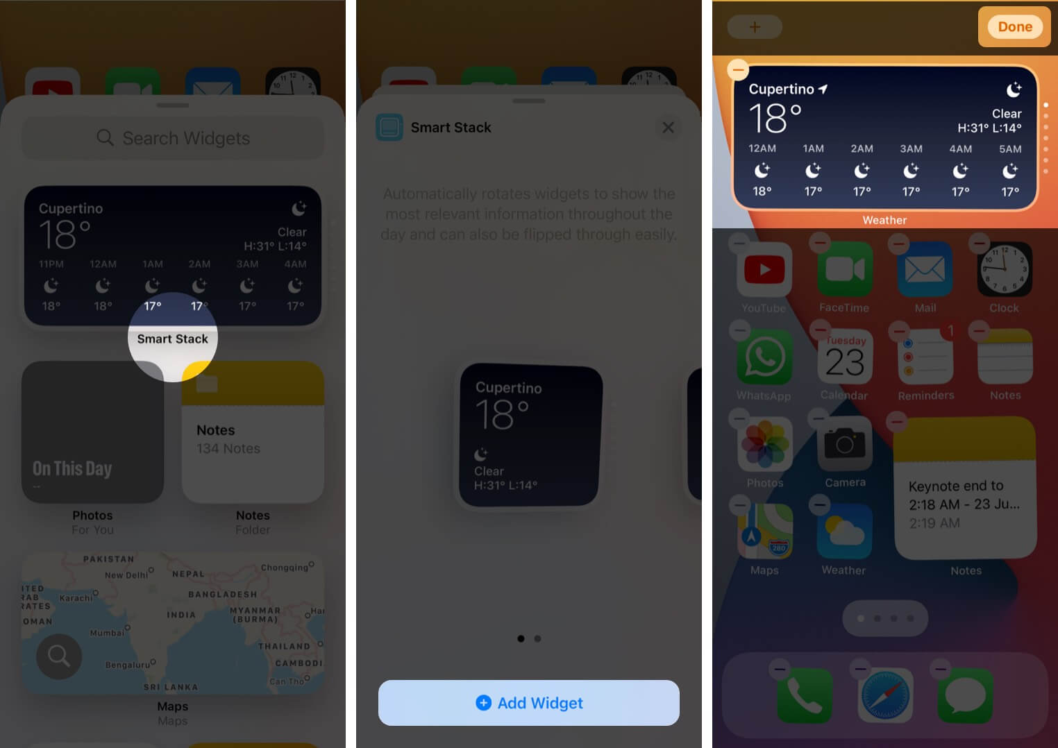 add smart stack widget to iphone home screen