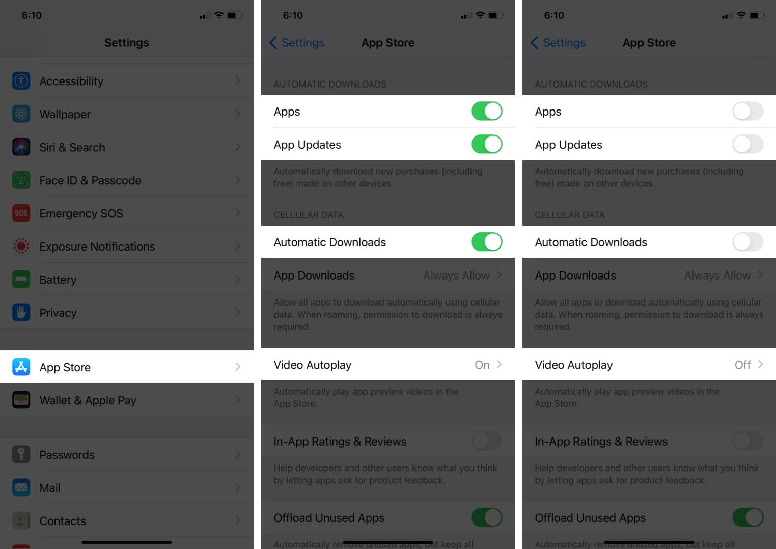 disable app store auto updates on iphone