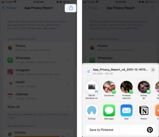 How to Share App Privacy Report on iPhone and iPad 