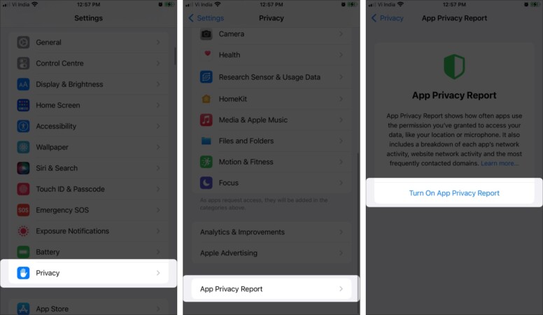 How to turn on App Privacy Report 