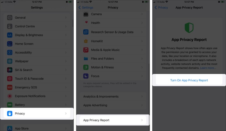 How to turn on App Privacy Report