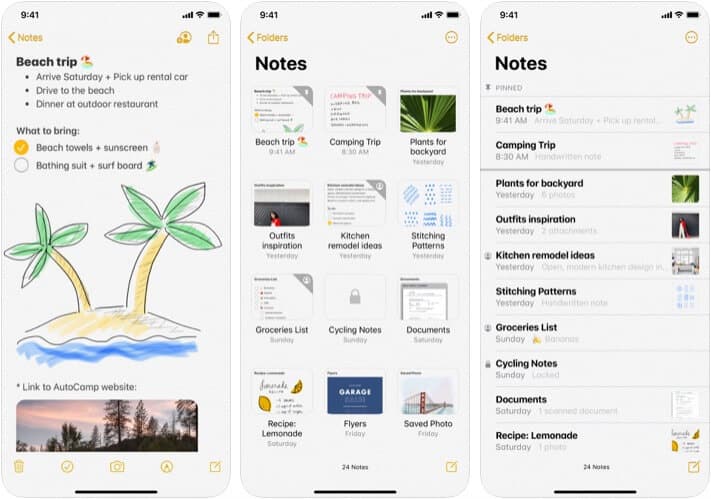 iOS Notes App Screenshot
