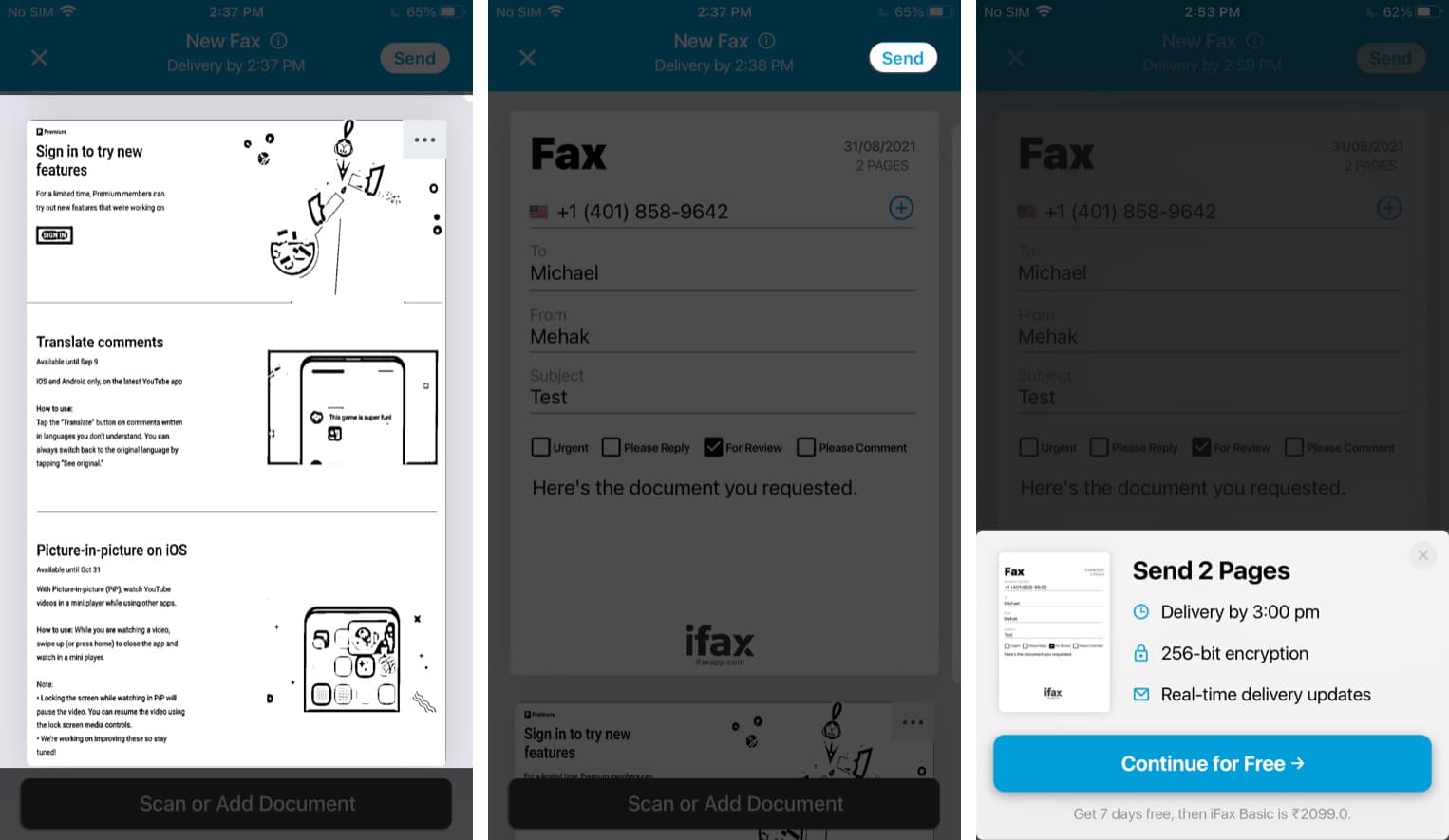 scan and fax document from your iPhone