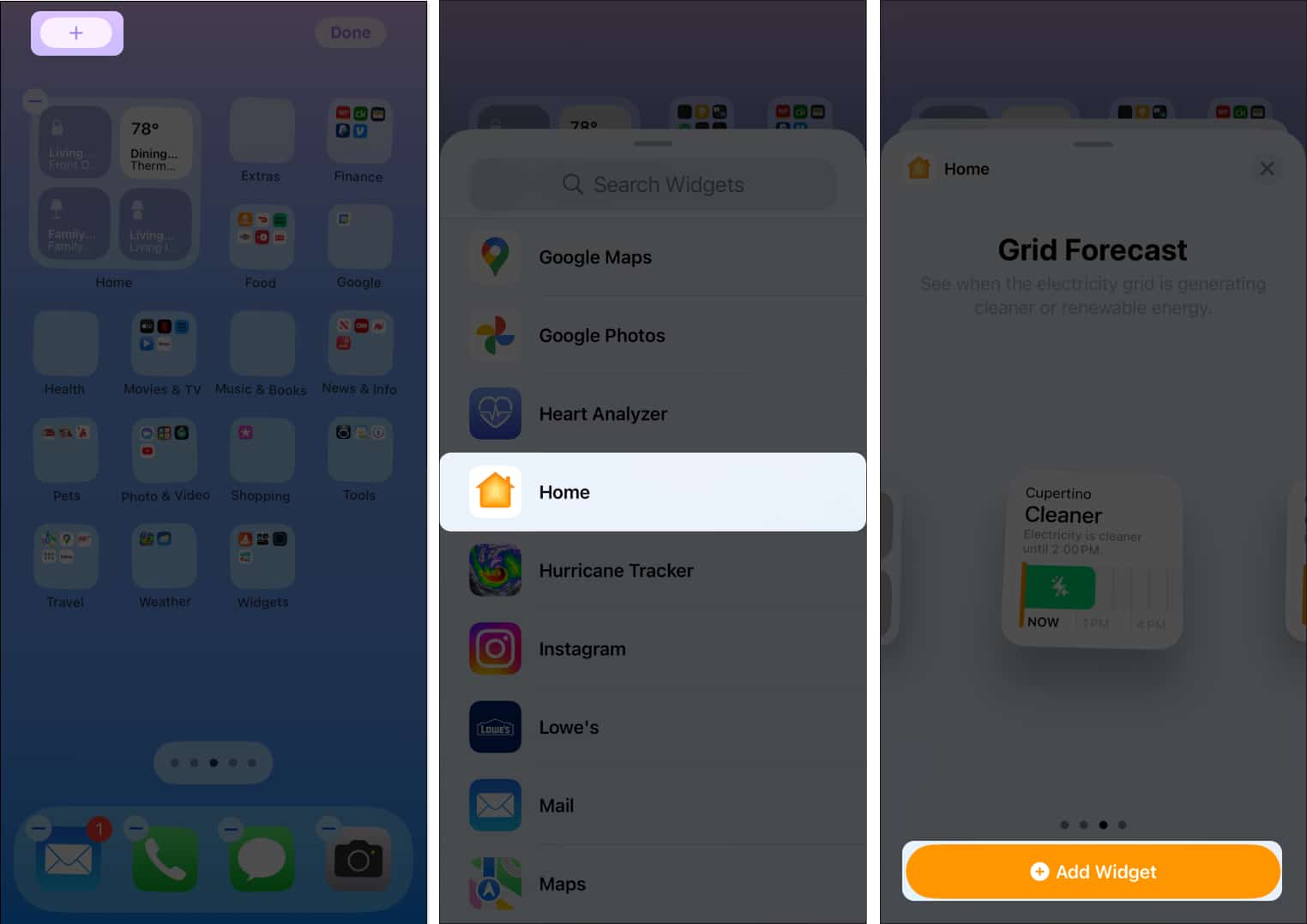 Tambah widget Ramalan Grid pada skrin utama iPhone anda