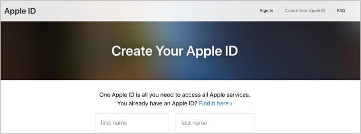 Click Create Your Apple ID on Apple's Website