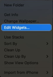Click Edit Widgets