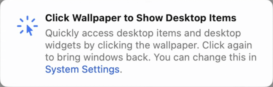 Click wallpaper to reveal desktop