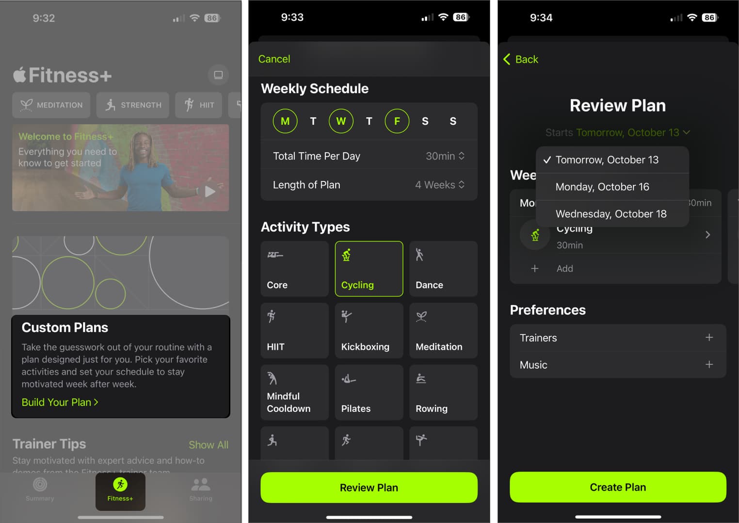 Create an Apple Fitness Plus custom plan on iPhone
