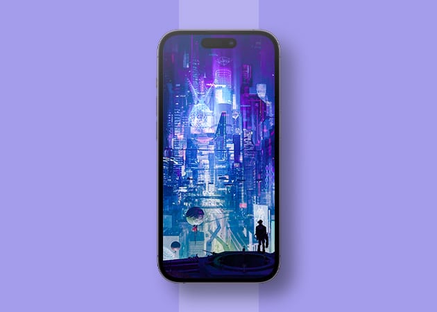 Cyberpunk cityscape iPhone wallpaper free download