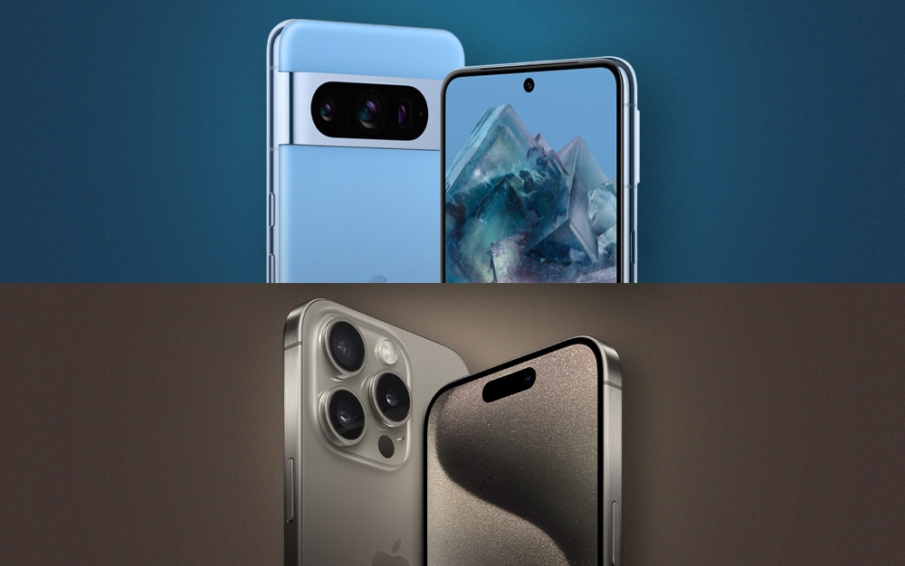 Design of Google Pixel 8 Pro vs iPhone 15 Pro