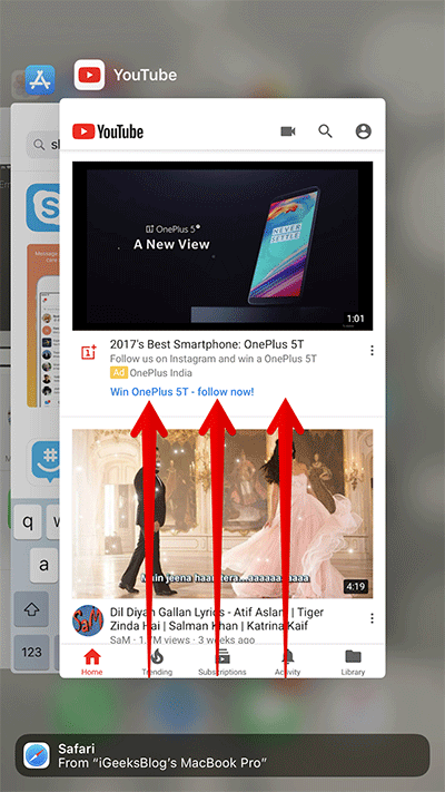 Force Quit YouTube App on iPhone