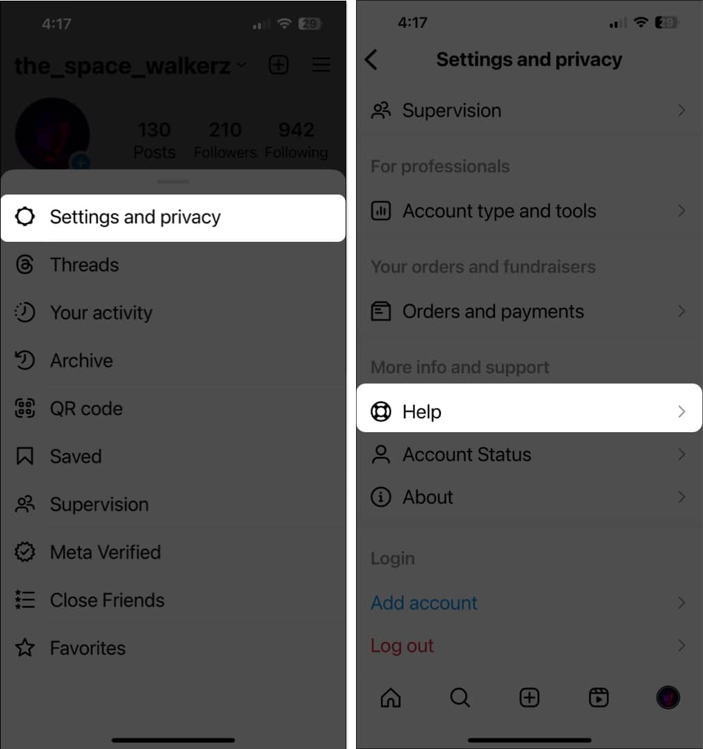 Go to Settings and privacy and Tap Help