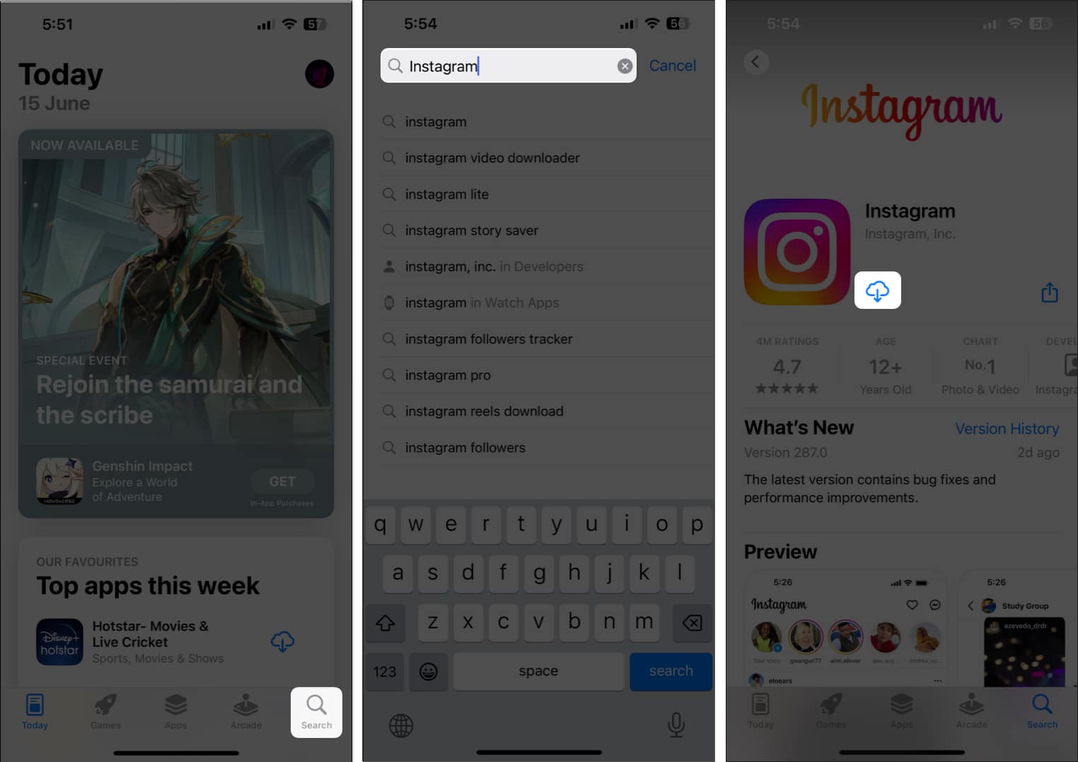 Install Instagram from App Store