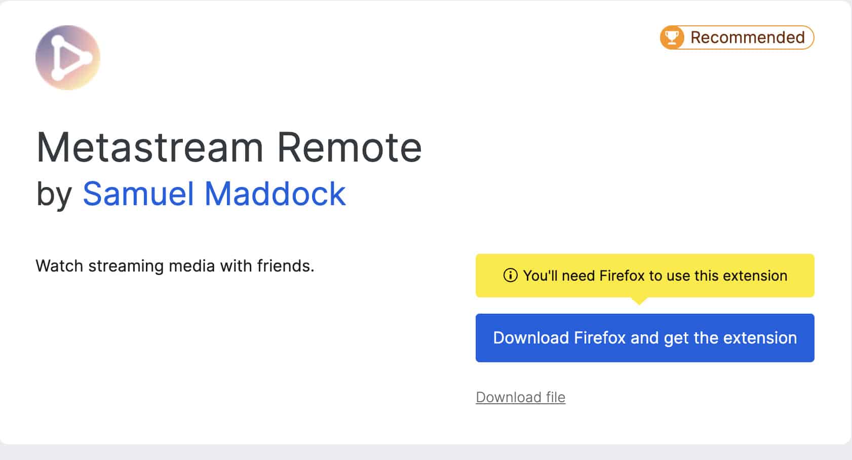 Metastream Remote Netflix extension for FireFox