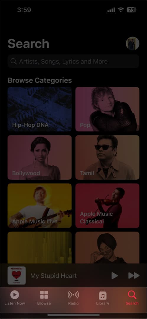 Music App Home Page
