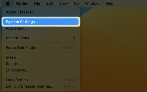 Select Apple logo and choose System Settings