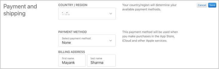 Select None in payment method to create Apple ID without a credit card using Apple ID website