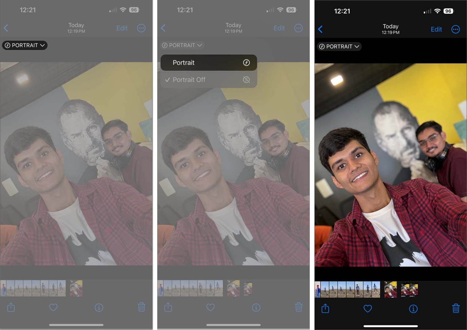 Tap Portrait, enable Portrait mode in Photos app