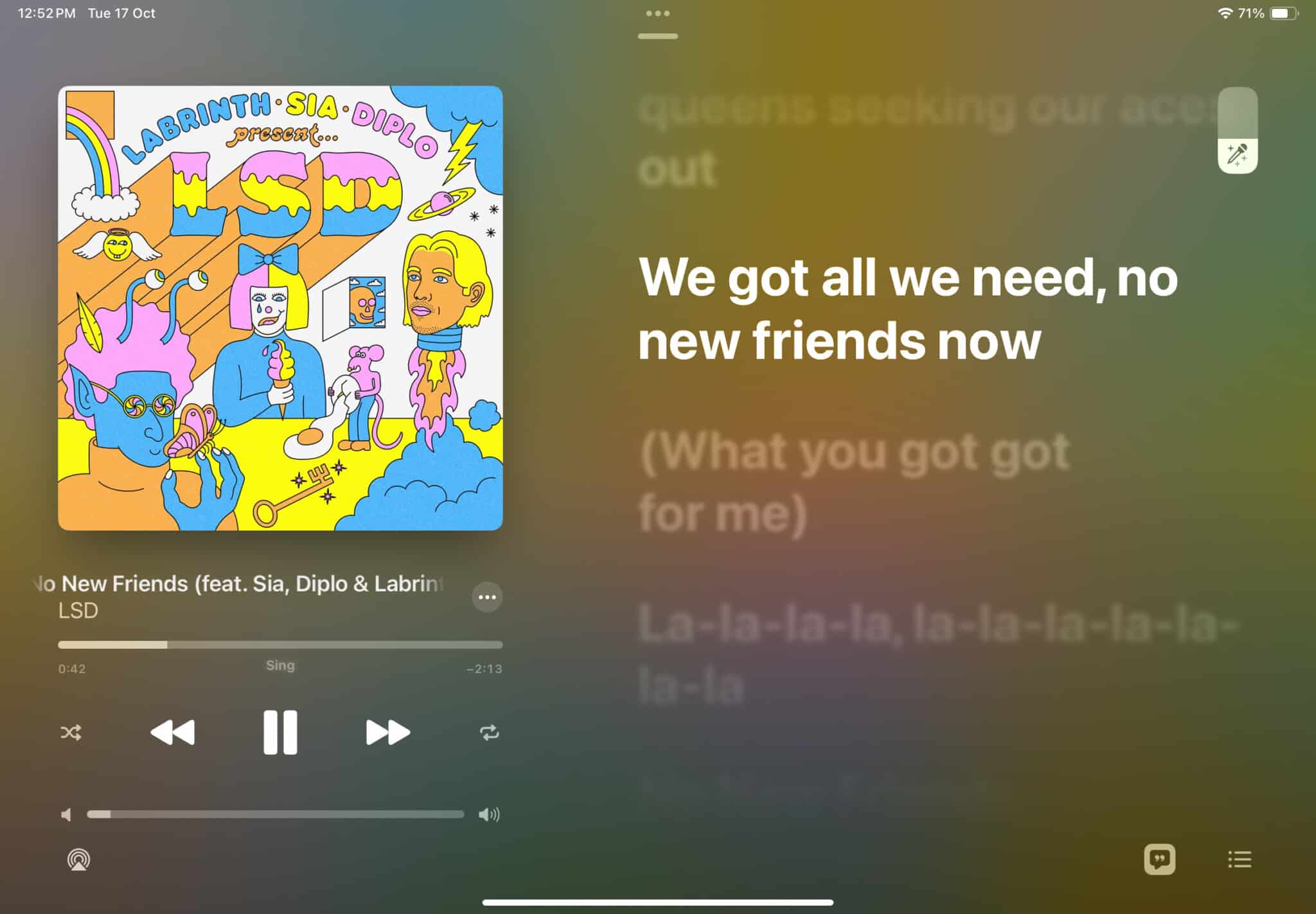 View Apple Music lyrics in Landscape Mode