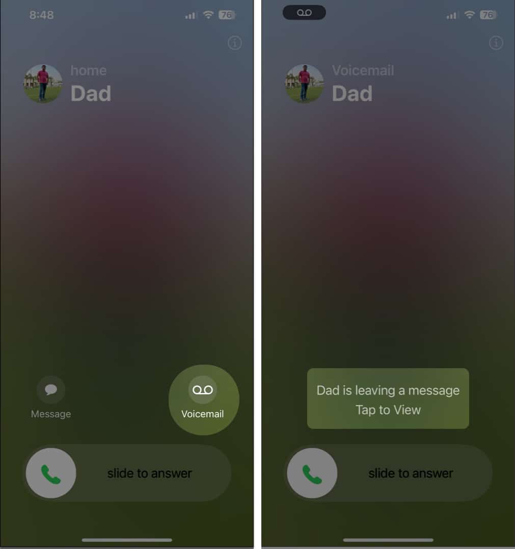 Tap voicemail button