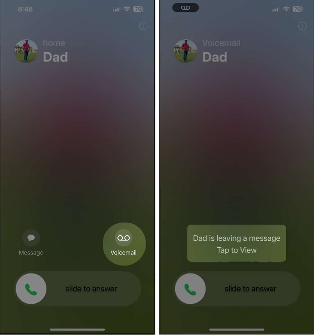 Tap Voicemail Button