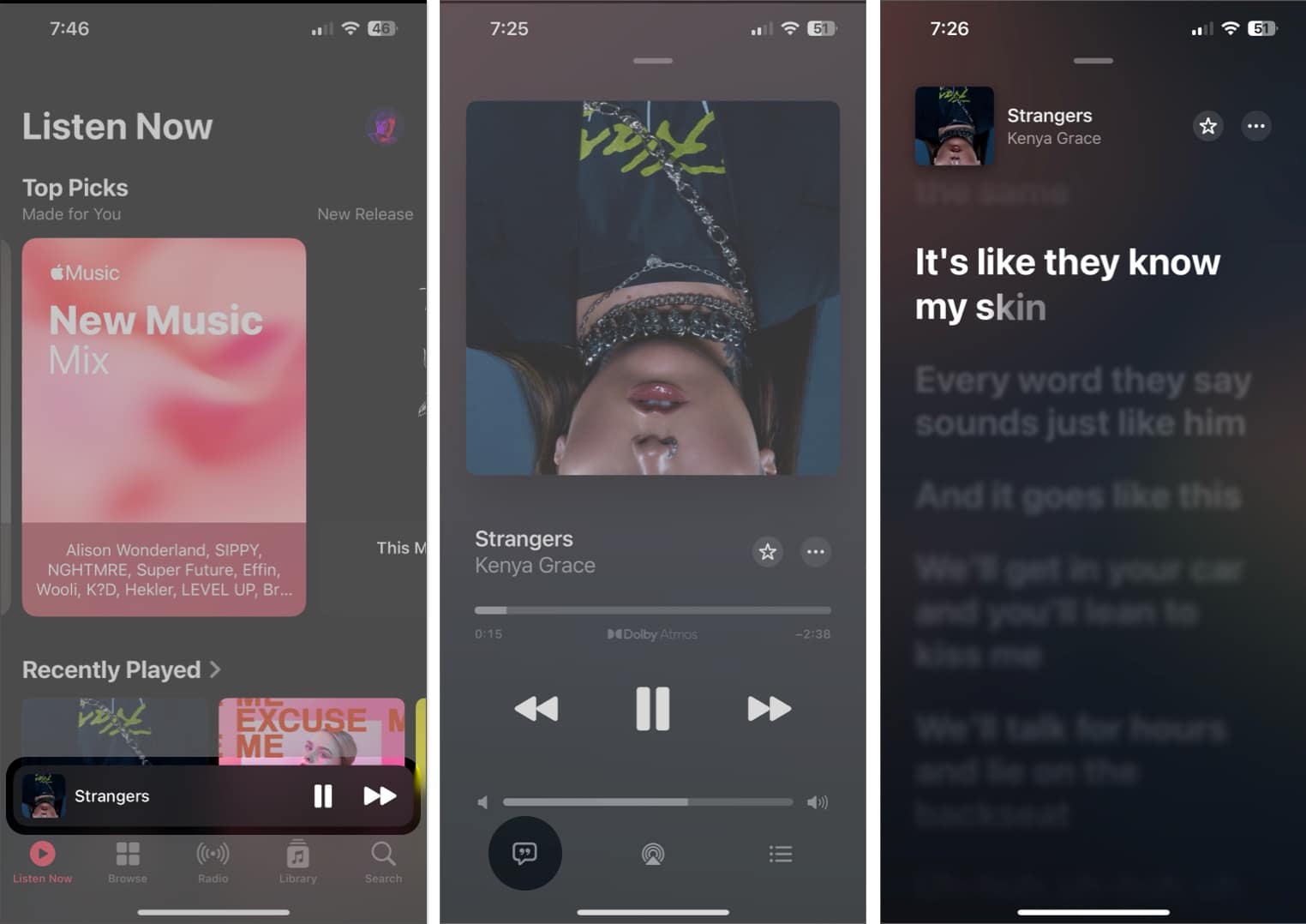 teljes képernyős-dalszöveg megtekintése az apple-zenében az iPhone-on