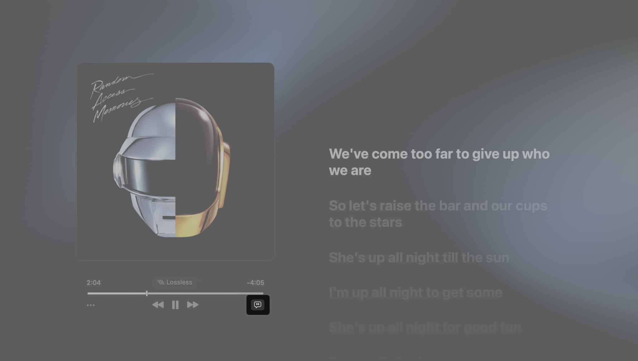 view full screen lyrics on mac