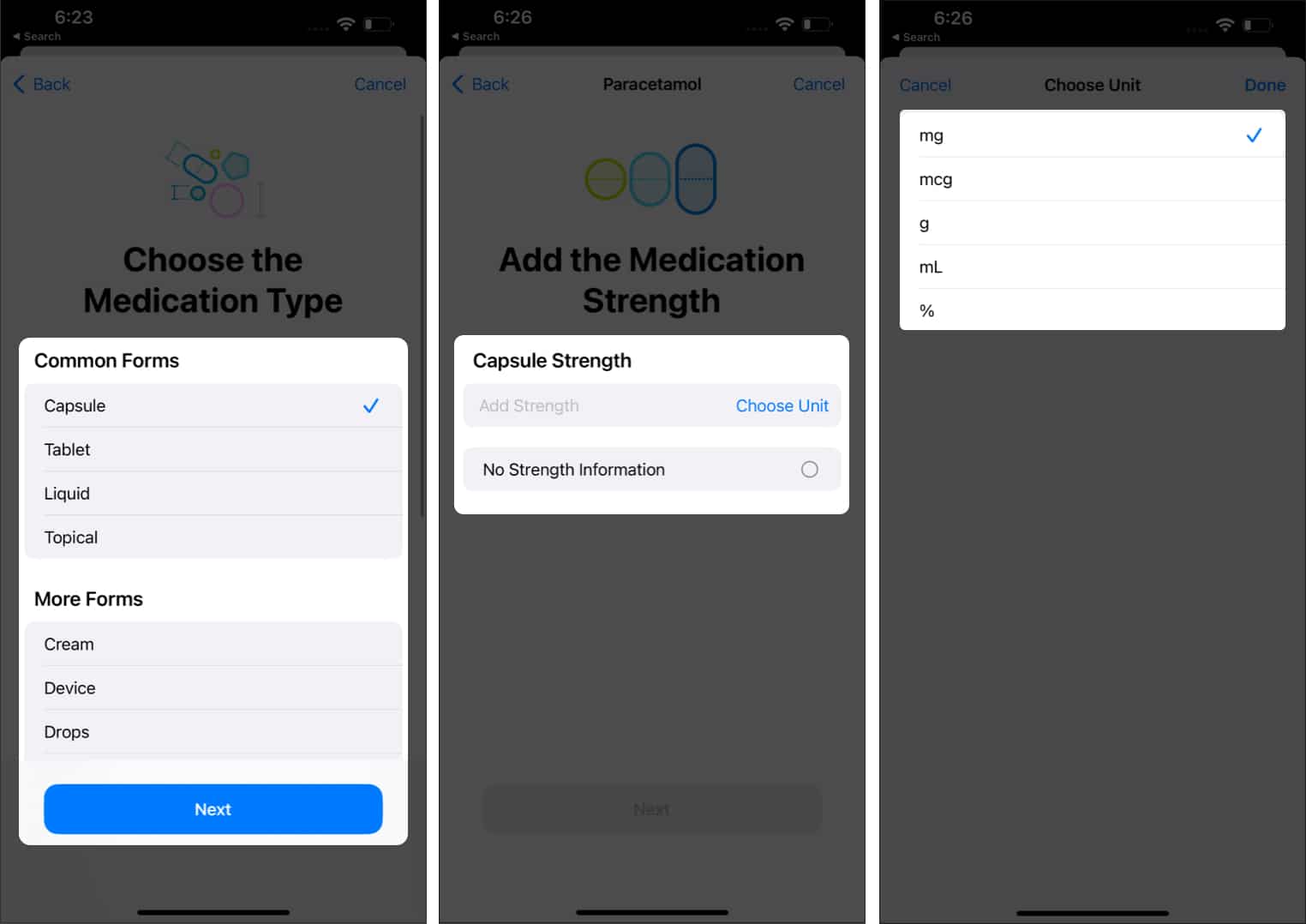 Add the Medicine's Strength in Health app on iPhone