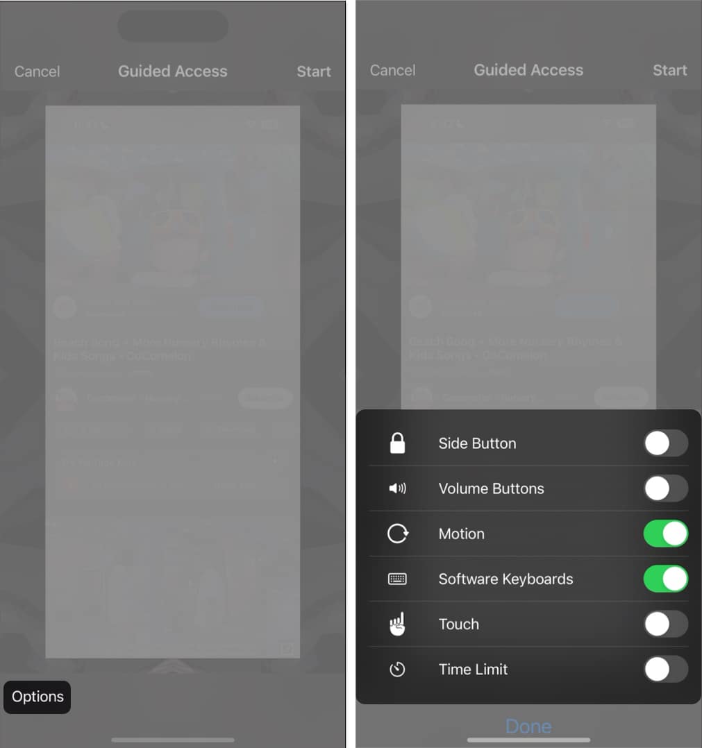 Check for Guided Access settings on iPhone