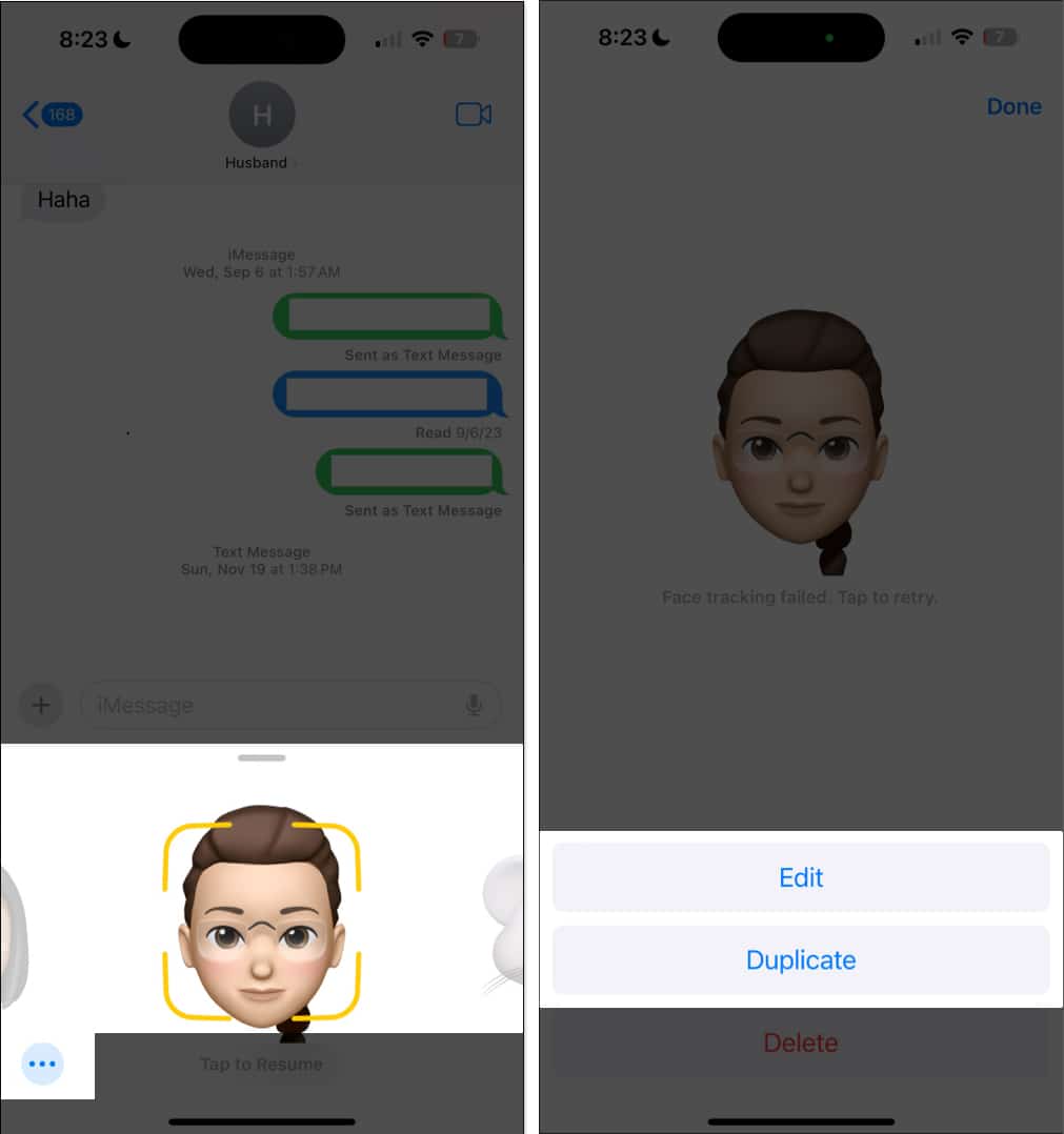 Pilih Memoji dan Ketik lagi, kemudian ketik edit