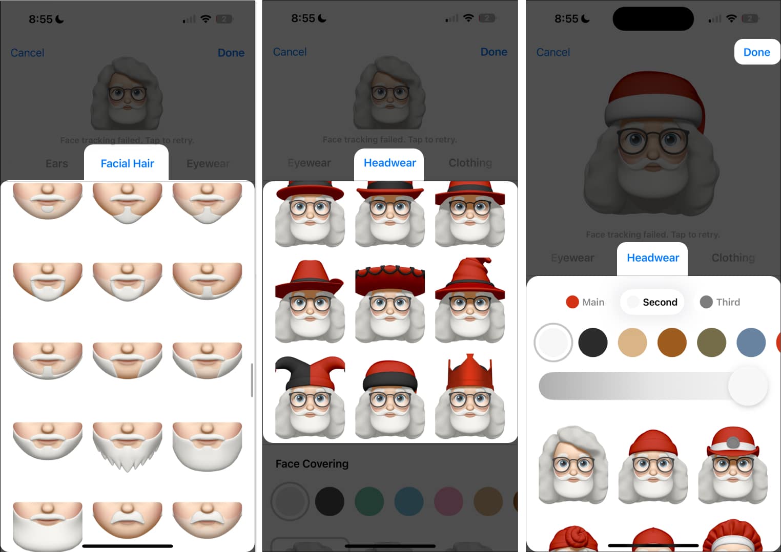 Customize your Santa Memoji and Tap Done