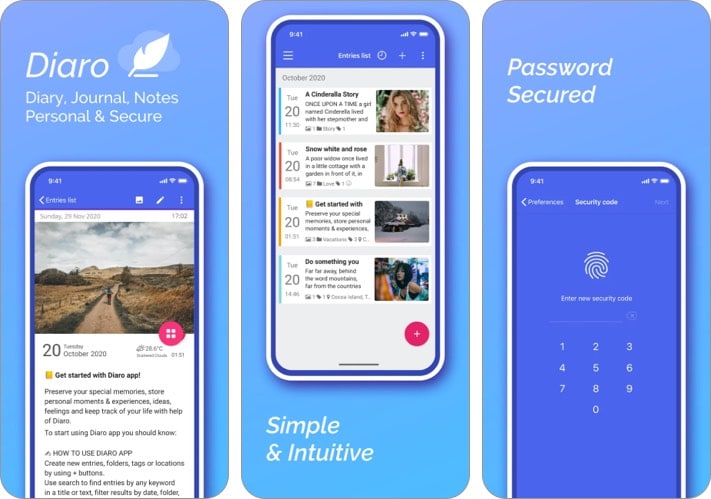 Diaro journal app for iPhone and iPad