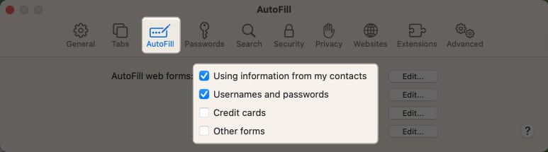 Disable Autofill on Mac