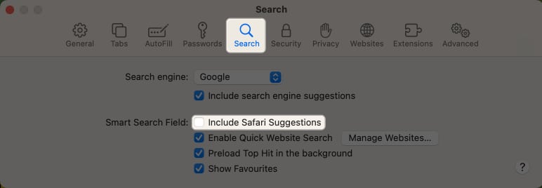 Disable Search Suggestions